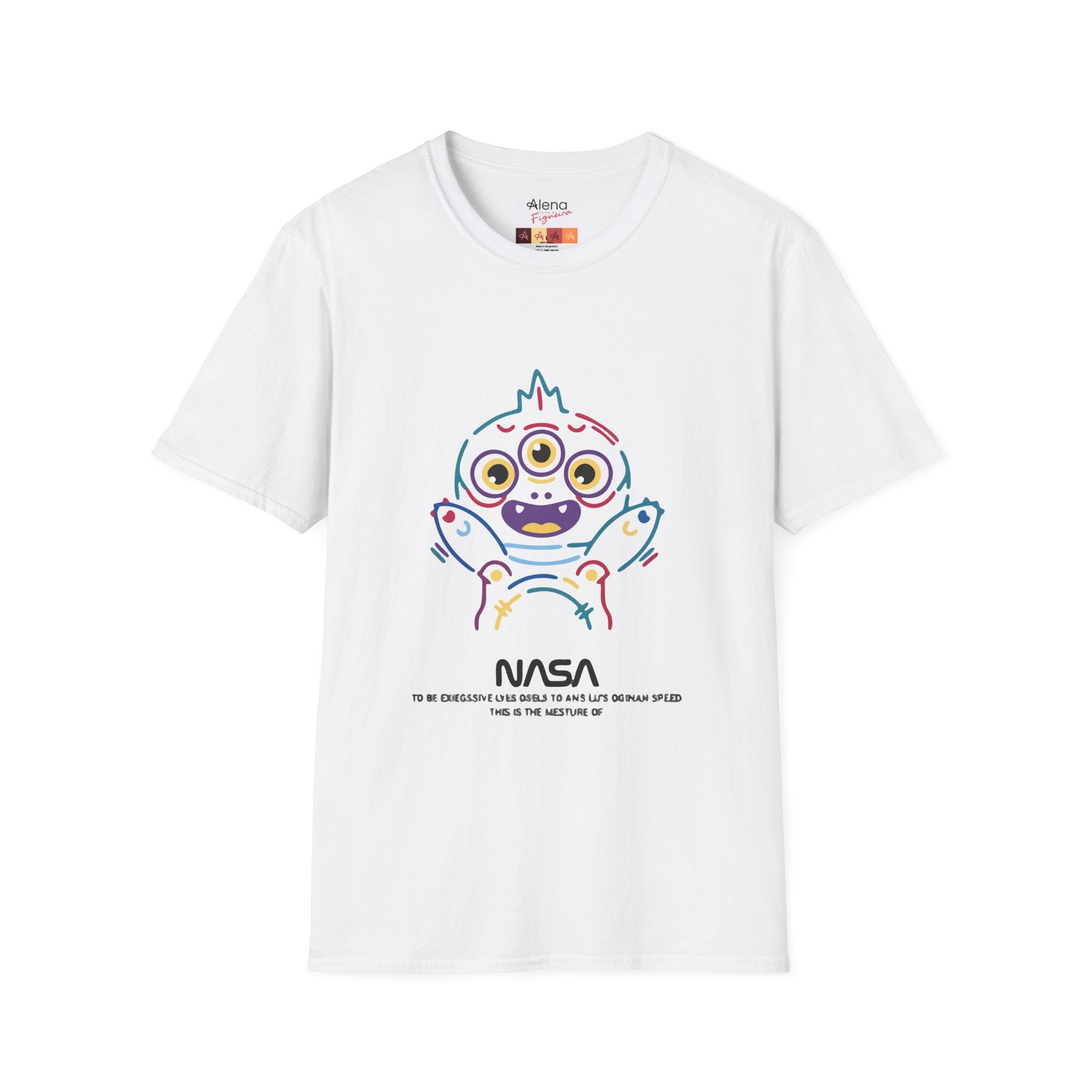NASA Cute Alien T-Shirt — Colorful Cartoon Space Monster Tee