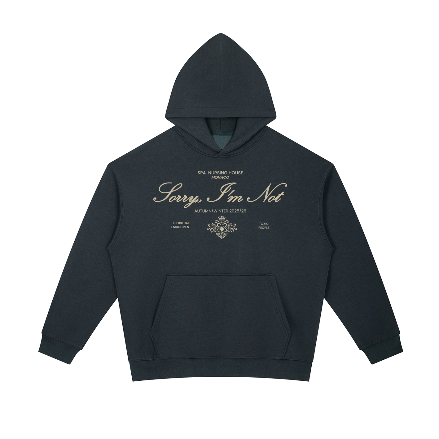 Sorry I’m Not Hoodie — Minimal Script Graphic Pullover