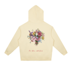 Floral Bouquet Drop-Shoulder Hoodie "For You With Love" Vintage Flower Tee
