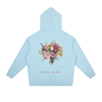 Floral Bouquet Drop-Shoulder Hoodie "For You With Love" Vintage Flower Tee