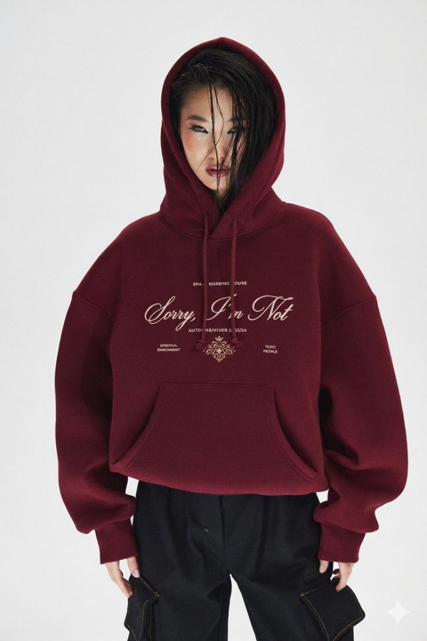 Sorry I’m Not Hoodie — Minimal Script Graphic Pullover