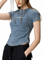Vintage Washed Bodycon Cotton T-Shirt