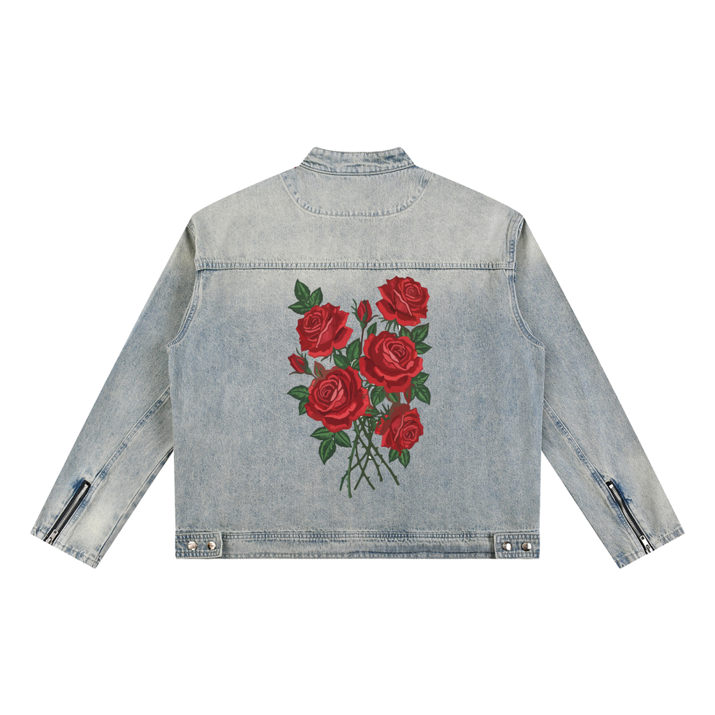 ROSES VINTAGE WASH ZIP DENIM JACKET