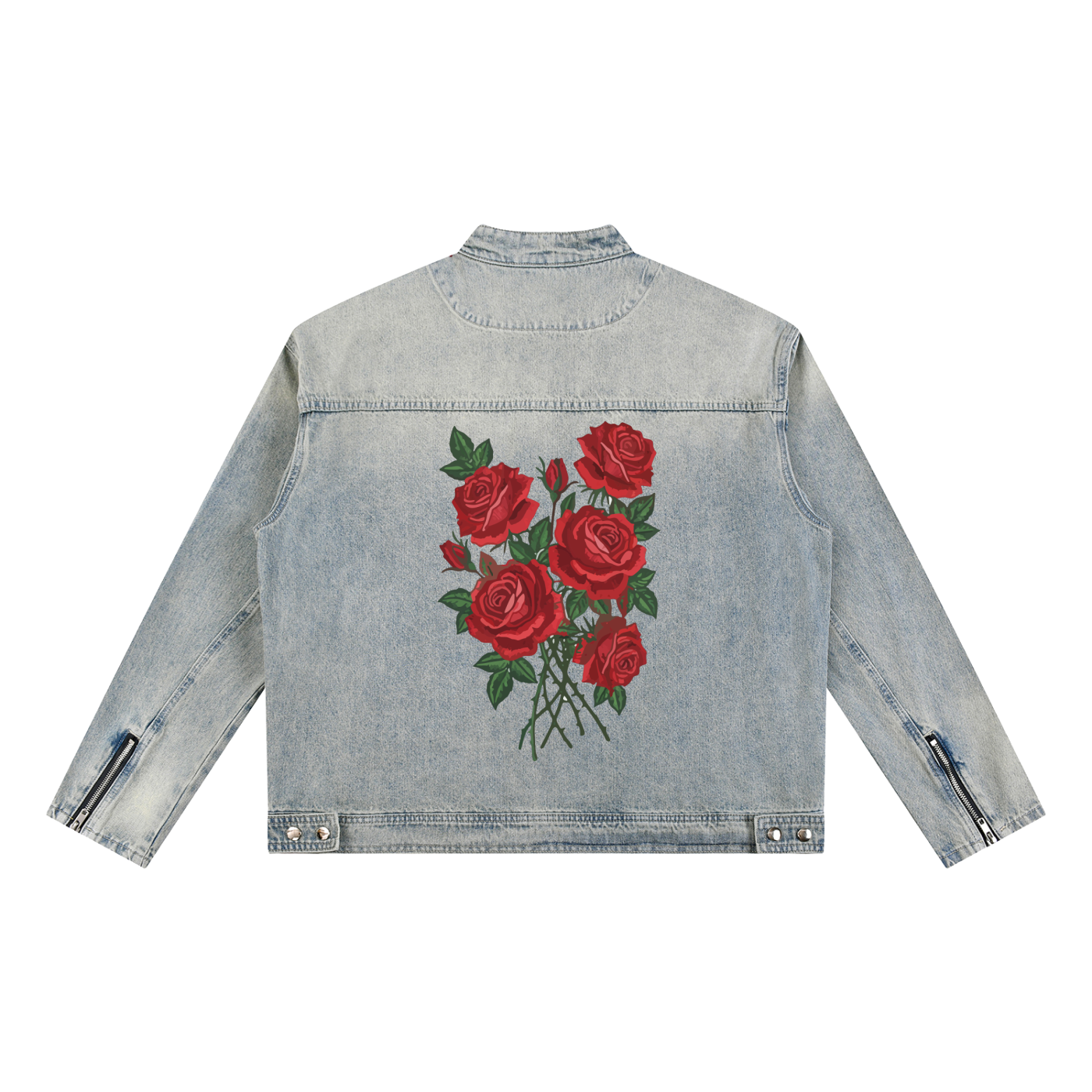 ROSES VINTAGE WASH ZIP DENIM JACKET