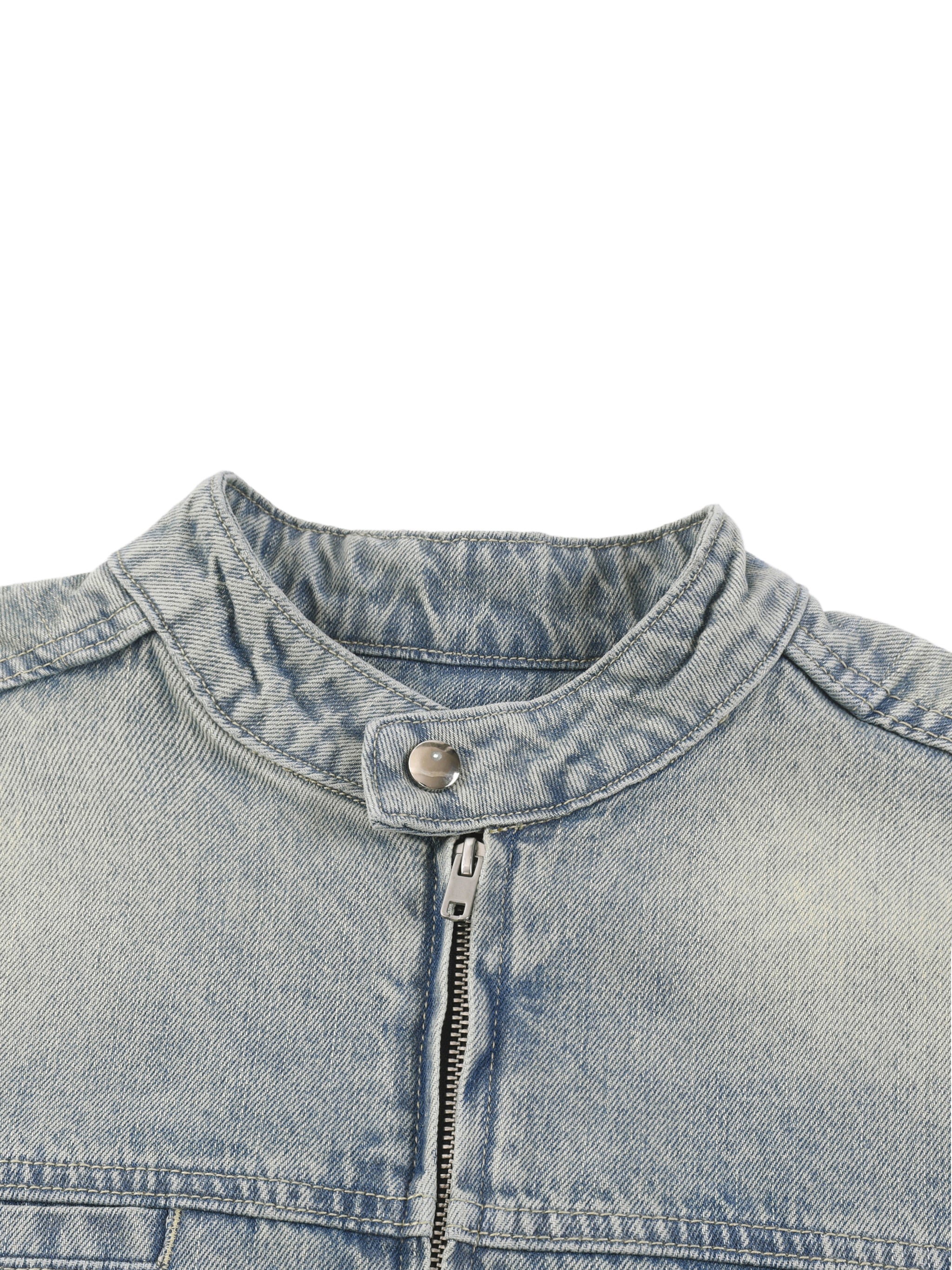 ROSES VINTAGE WASH ZIP DENIM JACKET